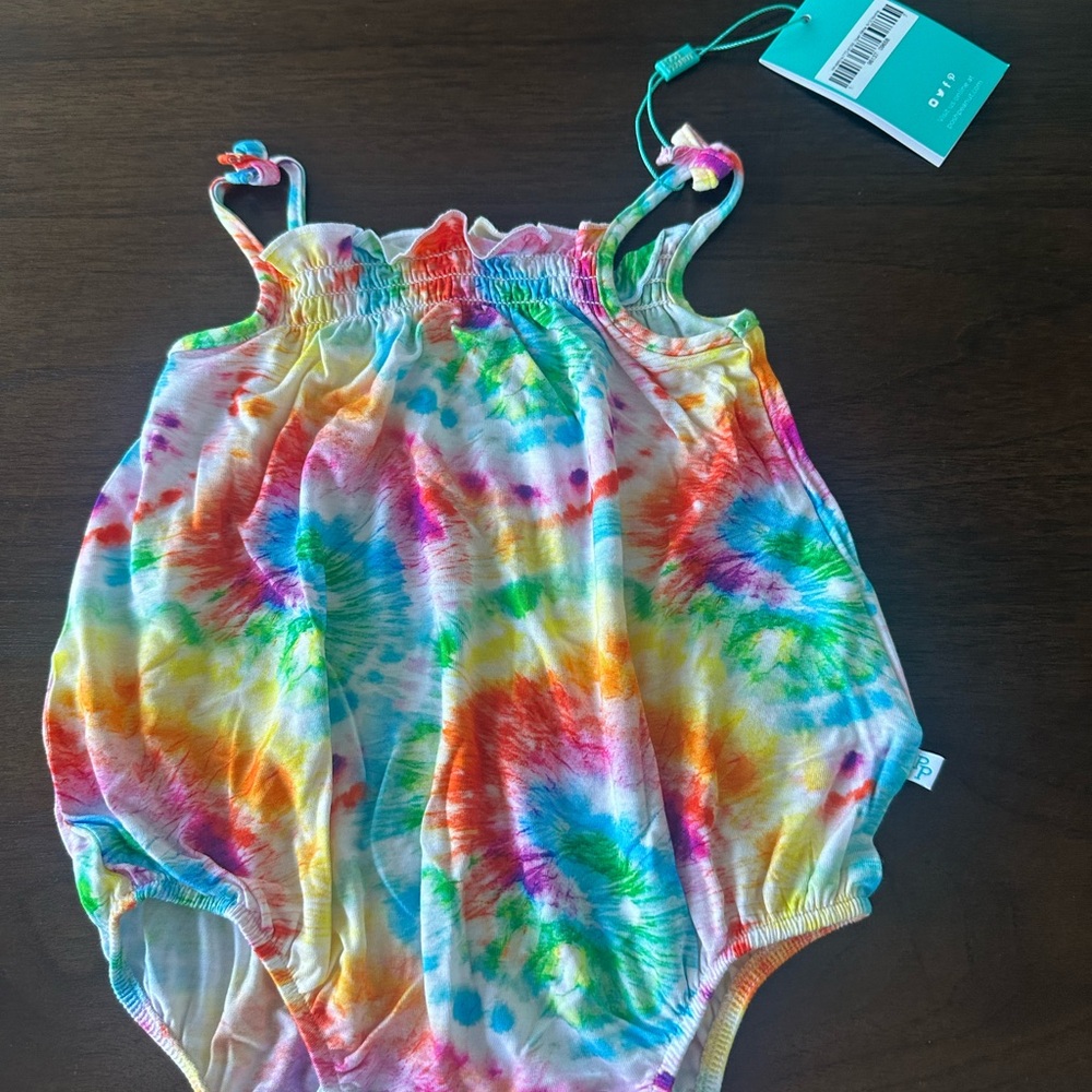 Posh Peanut Tie-Dye Rainbow Bubble One-Piece Bodysuit